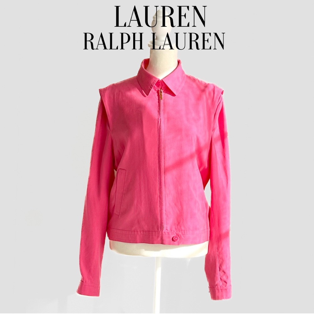 Lauren Ralph Lauren Pink Silk Bomber Vintage Lightweight Jacket